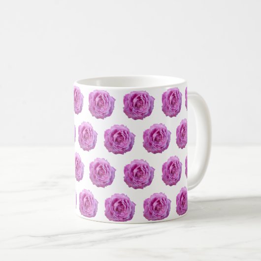 紫色のバラ花 コーヒーマグカップ (正面右)