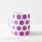 紫色のバラ花 コーヒーマグカップ (正面左)