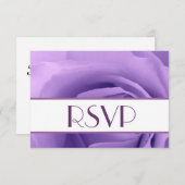 紫色のバラRSVPの結婚式の応答 出欠カード (正面/裏面)