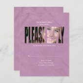 紫色のバルミツワーの写真RSVPの応答カード 出欠カード (正面/裏面)