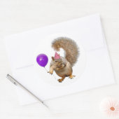 紫色のバルーンシール付きリス ラウンドシール (封筒)