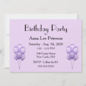 紫色のバルーン招待状 招待状 (正面)