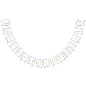 紫色のバルーン、緑、葉、最初の誕生日 バンティングフラッグ (全)