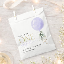 紫色のバルーン、緑、葉、最初の誕生日