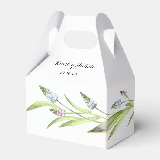 紫色のバードハウスラベンダーの茎ベビーシャワー フェイバーボックス (裏面サイド)