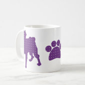 紫色のパグおよび足のマグ コーヒーマグカップ (正面左)