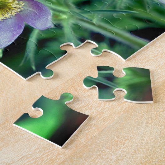 紫色のパスクの花が自分の写真を作成 ジグソーパズル (側面)