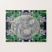 紫色のパスクの花が自分の写真を作成 ジグソーパズル (横)