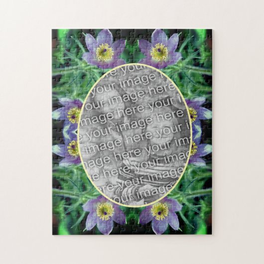 紫色のパスクの花が自分の写真を作成 ジグソーパズル (縦)