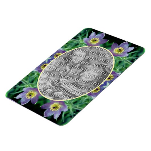 紫色のパスクの花が自分の写真を作成 マグネット (左側)