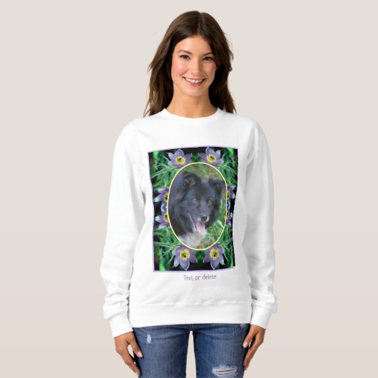 紫色のパスクの花のフレーム独自の写真を作成 スウェットシャツ (正面フル)