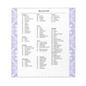 紫色のパターン付き食料品リストのリマインダー ノートパッド (正面)