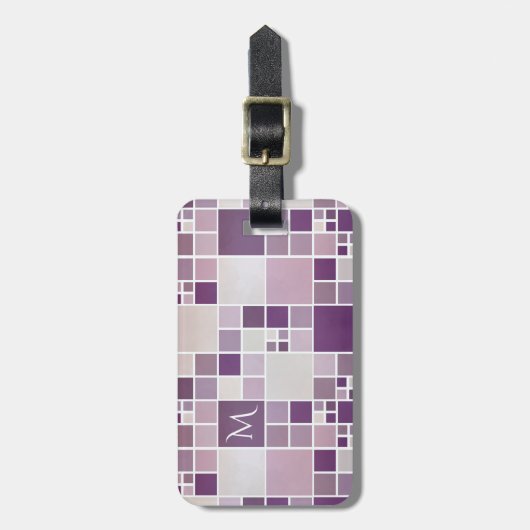 紫色のパターン水の色モノグラム荷物タグ ラゲッジタグ (正面縦)