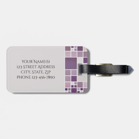 紫色のパターン水の色モノグラム荷物タグ ラゲッジタグ (裏面横)