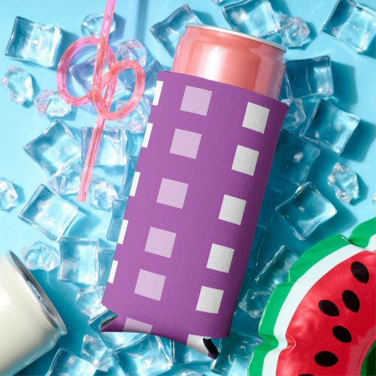 紫色のパターン（の模様が）ある正方形 スリム缶クーラー (インサイチュ 夏)