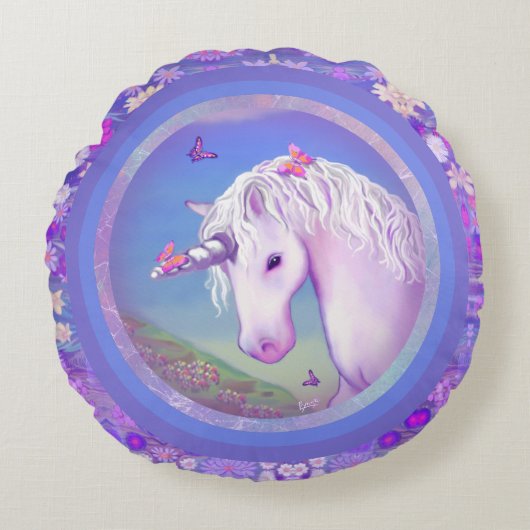 紫色のパラダイスアクセント枕 ラウンドクッション (正面)