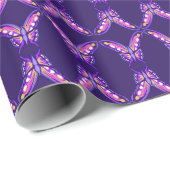 紫色のパラダイスデイジー/蝶 ラッピングペーパー (ロールコーナー)