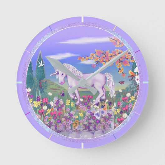 紫色のパラダイスラウンドクロック ラウンド壁時計 (正面)
