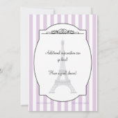 紫色のパリのテーマのベビーシャワーの招待状 招待状 (裏面)