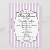 紫色のパリのテーマのベビーシャワーの招待状 招待状 (正面/裏面)