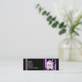 紫色のパンクのスカルのプロフィールカード スキニー名刺 (スタンド正面)