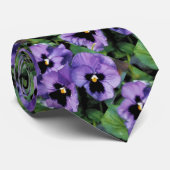 紫色のパンジーのタイ ネクタイ (ロール)