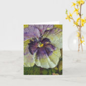 紫色のパンジーのメッセージカード カード (黄色い花)