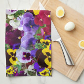 紫色のパンジーの台所towel2 キッチンタオル (四つ折り)