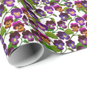 紫色のパンジーの庭の花の包装紙 ラッピングペーパー (ロールコーナー)