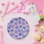 紫色のパンジーの紙皿 ペーパープレート (パーティー)