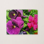 紫色のパンジーの花の写真 ジグソーパズル (横)