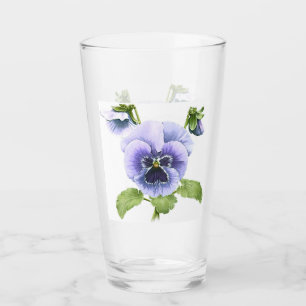 紫色のパンジーの花の植物の芸術 タンブラーグラス