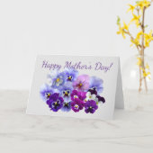 紫色のパンジーの花の母の日カード カード (黄色い花)