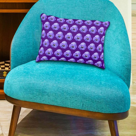 紫色のパンジーの花の継ぎ目のないパターン アクセントクッション