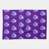 紫色のパンジーの花の継ぎ目のないパターン キッチンタオル (横)