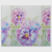 紫色のパンジーの花フローラ水彩ラッピング ラッピングペーパー (フラット)