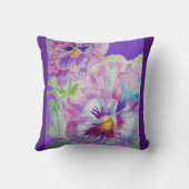 紫色のパンジーの花フローラ紫の装飾クッション クッション (裏面)