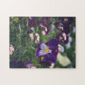 紫色のパンジー忘れとピンクのメノー ジグソーパズル (横)