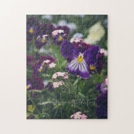 紫色のパンジー忘れとピンクのメノー ジグソーパズル