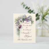 紫色のパンジー日付を保存 案内ポストカード (スタンド正面)