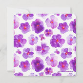 紫色のパンジー水彩花の結婚式招待状 招待状 (裏面)