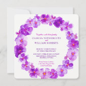 紫色のパンジー水彩花の結婚式招待状 招待状 (正面)