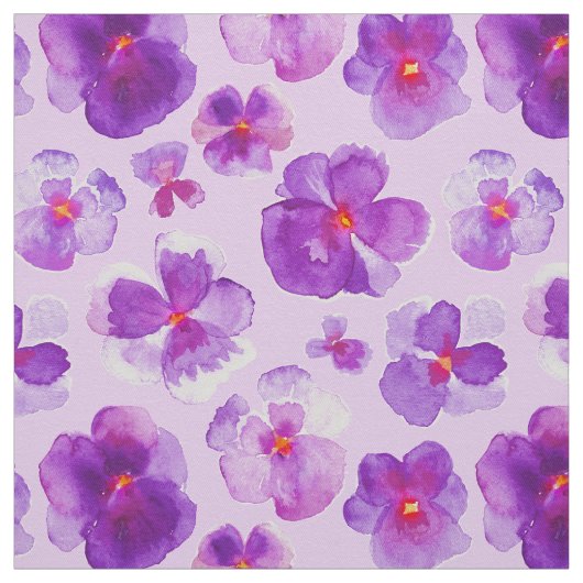 紫色のパンジー水彩花芸術織物 ファブリック (見本)