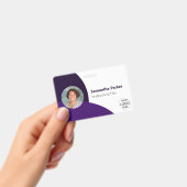 紫色のパーソナライズされた写真、ロゴ、バーコード従業員 バッジ (手持ち)