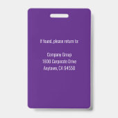 紫色のパーソナライズされた従業員の写真IDバッジ バッジ (裏面)
