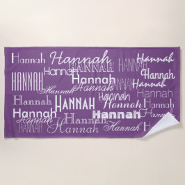 紫色のパーソナライズな名前 ビーチタオル