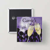 紫色のパーティーの花型女性歌手の女の子夜テンプレート 缶バッジ (正面&裏面)