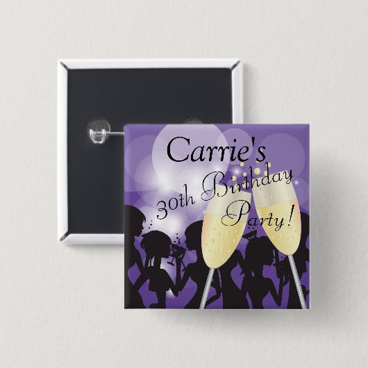 紫色のパーティーの花型女性歌手の女の子夜テンプレート 缶バッジ (正面&裏面)