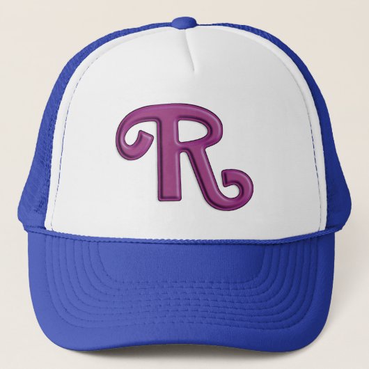 紫色のパール文字「R」 キャップ (正面)