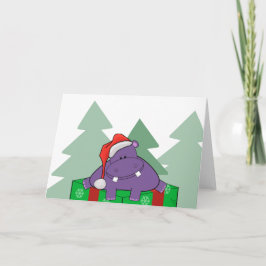 紫色のヒッポクリスマスカード シーズンカード